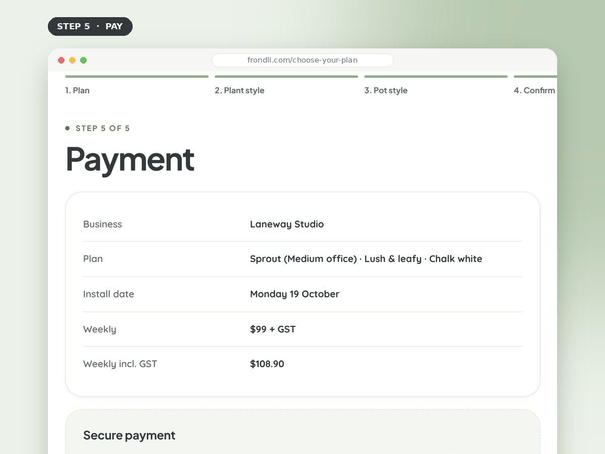 The plan builder, step 5: reviewing your plan and paying online